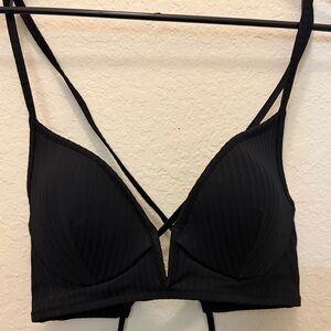 Shade & Shore Black Strappy Bikini Top